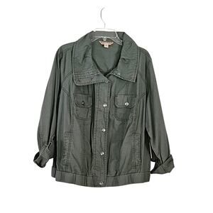 Khakis & Co Women's Army Green Snap Front Jacket sz 2X NWT